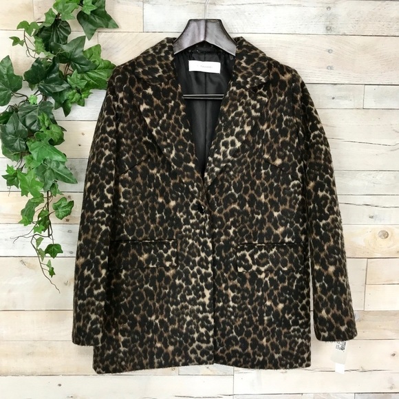 T Tahari Kendall Wool Leopard Print Coat Small - Picture 1 of 8